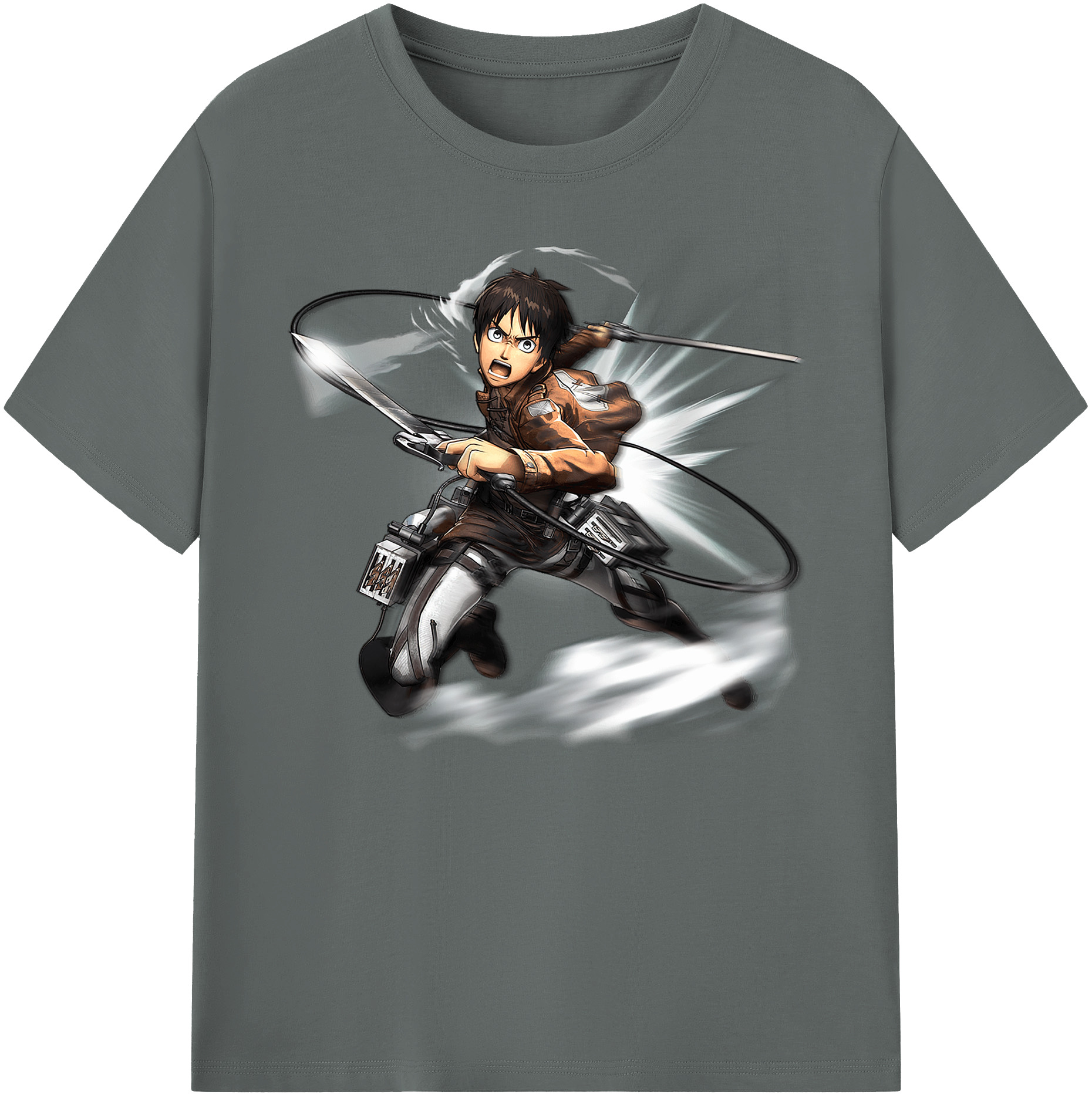 （画像用） 進撃の巨人 エレン･イェーガー Attack on Titan Eren Jäger 綿100％ メンズ半袖Tシャツ｜肌触りやわらか＆通気性